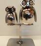 Mother & Baby Owl. Handcrafted Pair of Owls. Upcycled Cutlery Art. - Image 2