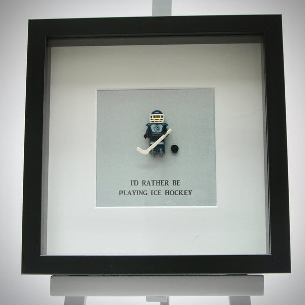 I'd Rather be playing Ice Hockey mini Figure framed picture 