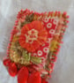 Orangle floral, Slow-stitched and beaded brooch. - Image 7