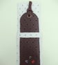 Floral Patterned Brown Leather Bookmark With Healing Crystals, White Quartz Cent - Image 6