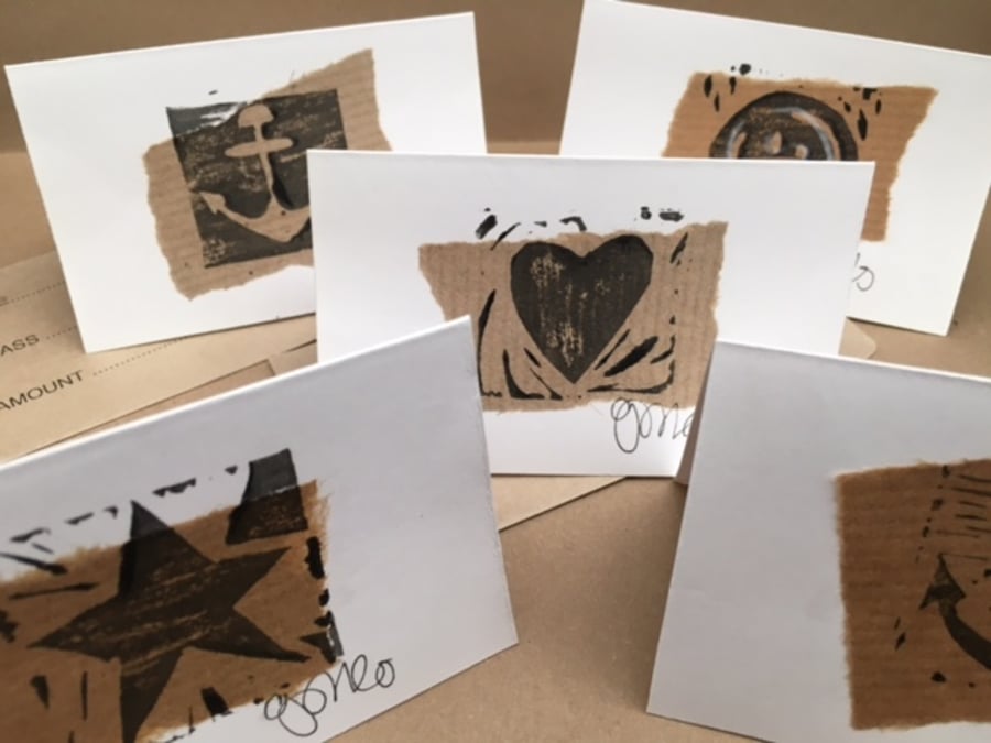 Lino print mini cards - multipack