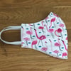 Flamingos Face Mask 100% Cotton Fabric Washable and Re-usable Child Adult Sizes