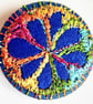 One Inch Badge Flower Fabric Badge with Free Machine Embroidery 