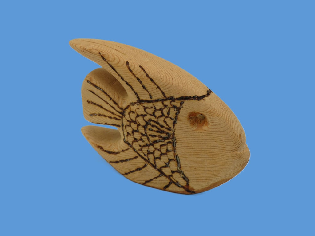 Hand carved Pitch Pine wood Angel Fish.SKU-Fi05