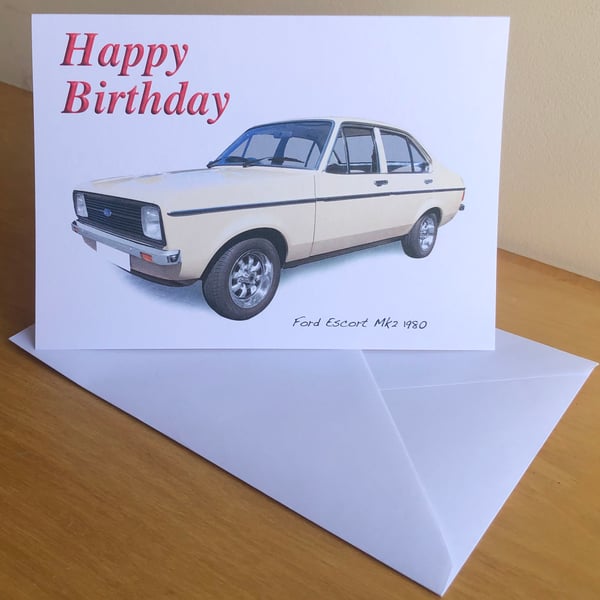Ford Escort Mk2 1980 - Birthday, Anniversary, Retirement or Plain Card