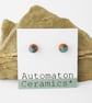 Blue Green Ceramic Stud Earrings - Image 1