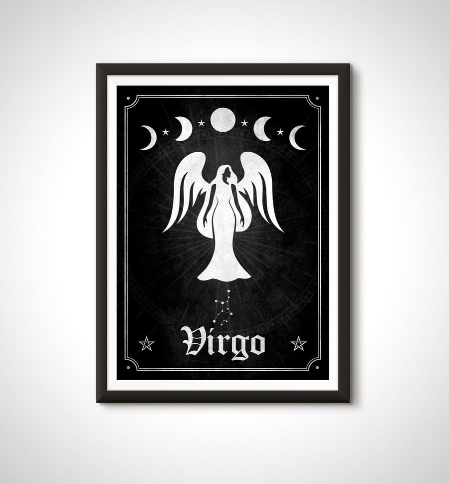 Virgo Astrology Horoscope Gothic Star Sign Birth Sign Poster Print - Alternative