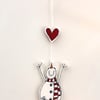 Mr Snowman Reaching for a Heart - Hanging Decoration