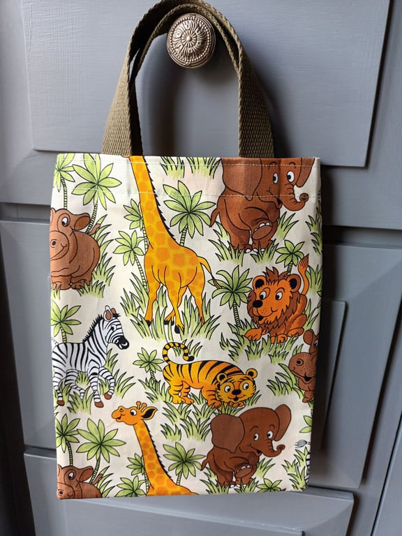 Kids, Children's Wild Animals In The Jungle Themed Tote Bag With Free Delivery.