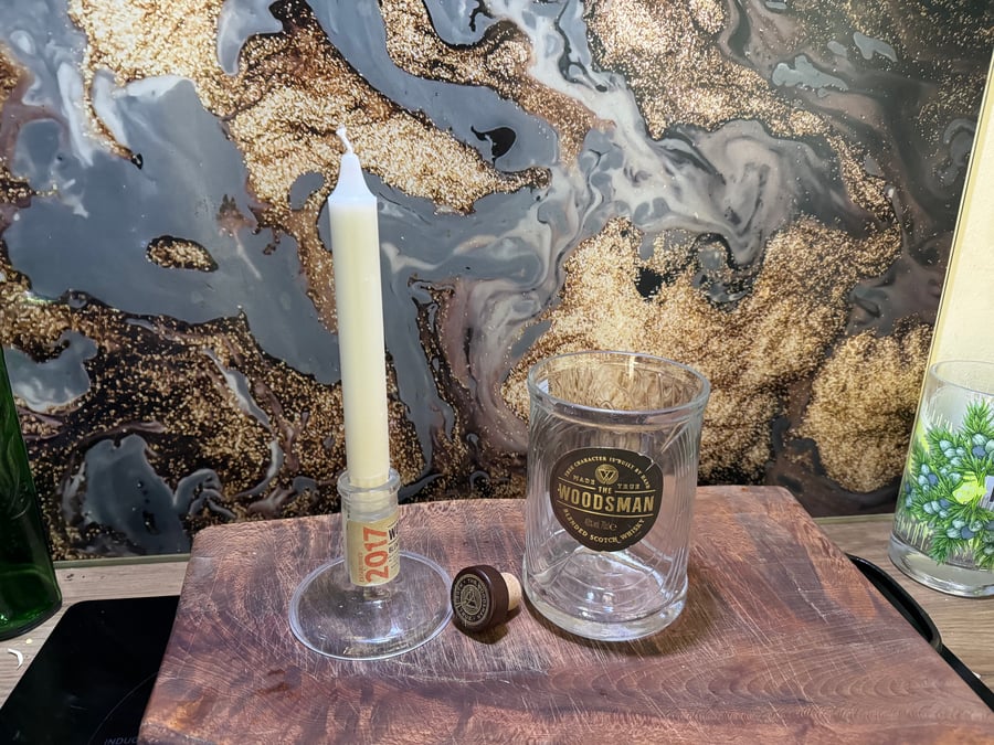 Woodsman whisky glass and candle holder