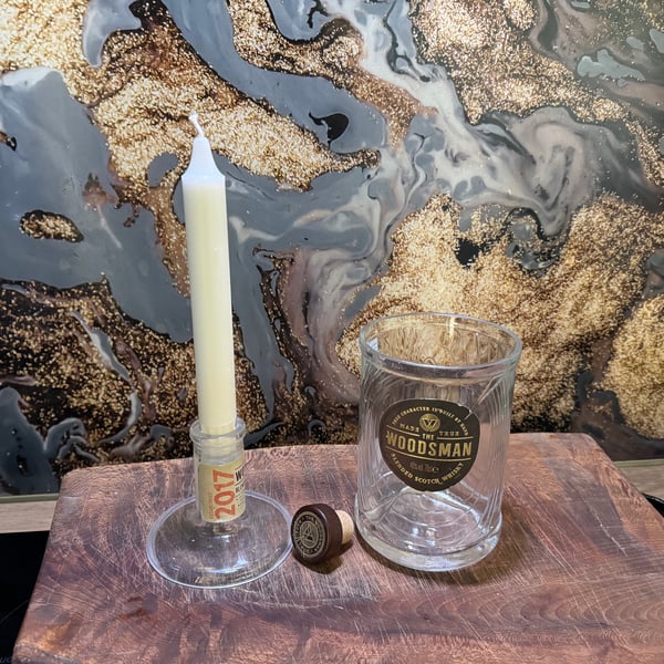 Woodsman whisky glass and candle holder