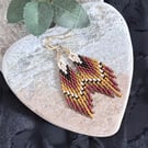 Handmade Miyuki seed bead fringe earrings in warm earthy tones