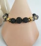 Black, gray & gold rhinestone beaded bracelet - Image 9