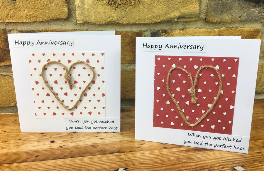 Happy anniversary card, Handmade On Your Anniversary, You tied the perfect knot