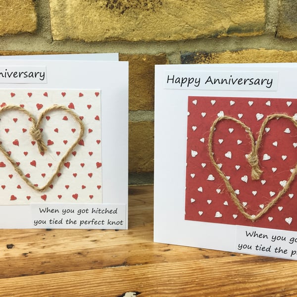 Happy anniversary card, Handmade On Your Anniversary, You tied the perfect knot