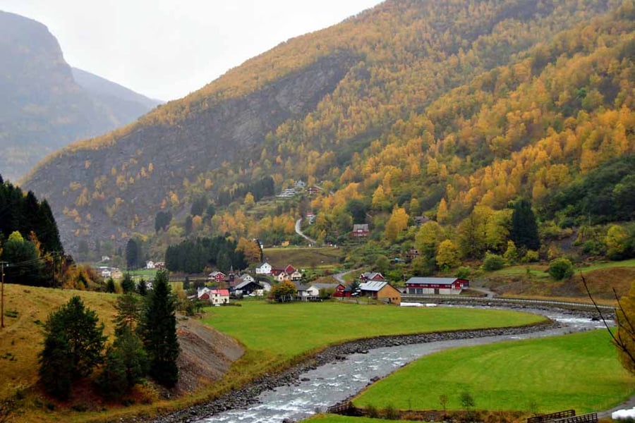 Flamsdalen Valley Flam Norway Scandinavia 18"x12" Print