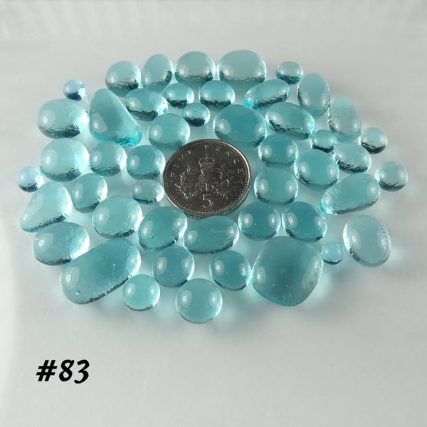 25g light blue art glass cabochons, for jewellery making, crafting (83)