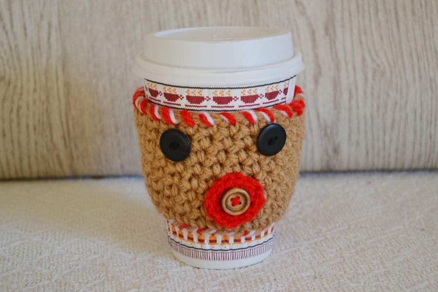 Teddy Bear Xmas Crochet Cosy Can Warmer  Holder  