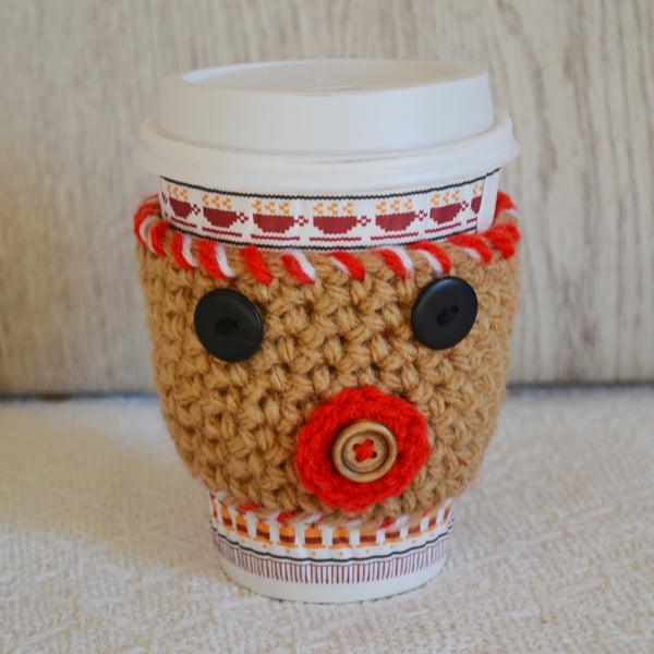 Teddy Bear Xmas Crochet Cosy Can Warmer  Holder  