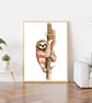 Sloth wall print, watercolour Sloth wall decor, Sloth funny art print - Image 3