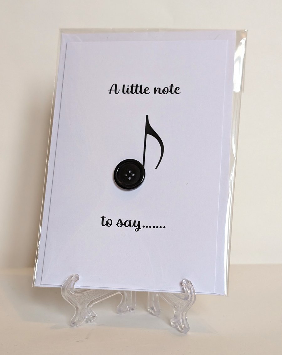 "A little note to say" button blank inside greetings card