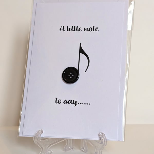 "A little note to say" button blank inside greetings card