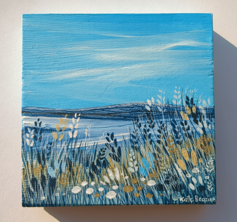 ORIGINAL MIXED MEDIA - A Winter View - Wooden tile. Freestanding