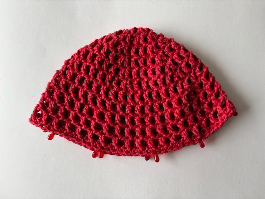 Crocheted and Beaded Skullcap