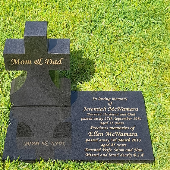 Memorial Grave Marker Flat Grass Gravestone Granite Cemetery Headstone 
