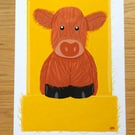 A4' Baby Moo' Farm animal, cow nursery print, unframed