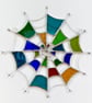 Stained Glass Cobweb Suncatcher - Handmade Window Decoration - Multi