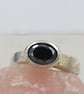 Molten Silver Black Diamond Ring – Oval Faceted Diamond, Rustic Artisan Design - - Image 5