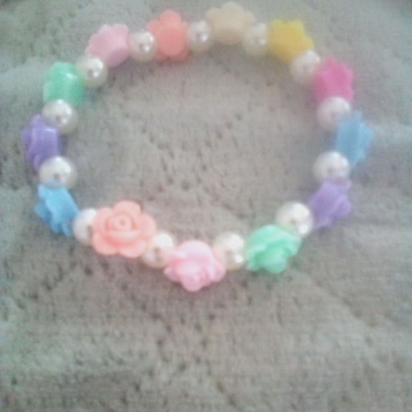 Rainbow Rose Beaded Braclet