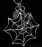 Sterling Silver Spider Web Pendant with Amethyst & Labradorite, Spooky Jewellery - Image 2