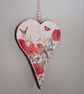 Chunky Handmade Wooden Heart Robin Poppies Butterflies  - Image 3