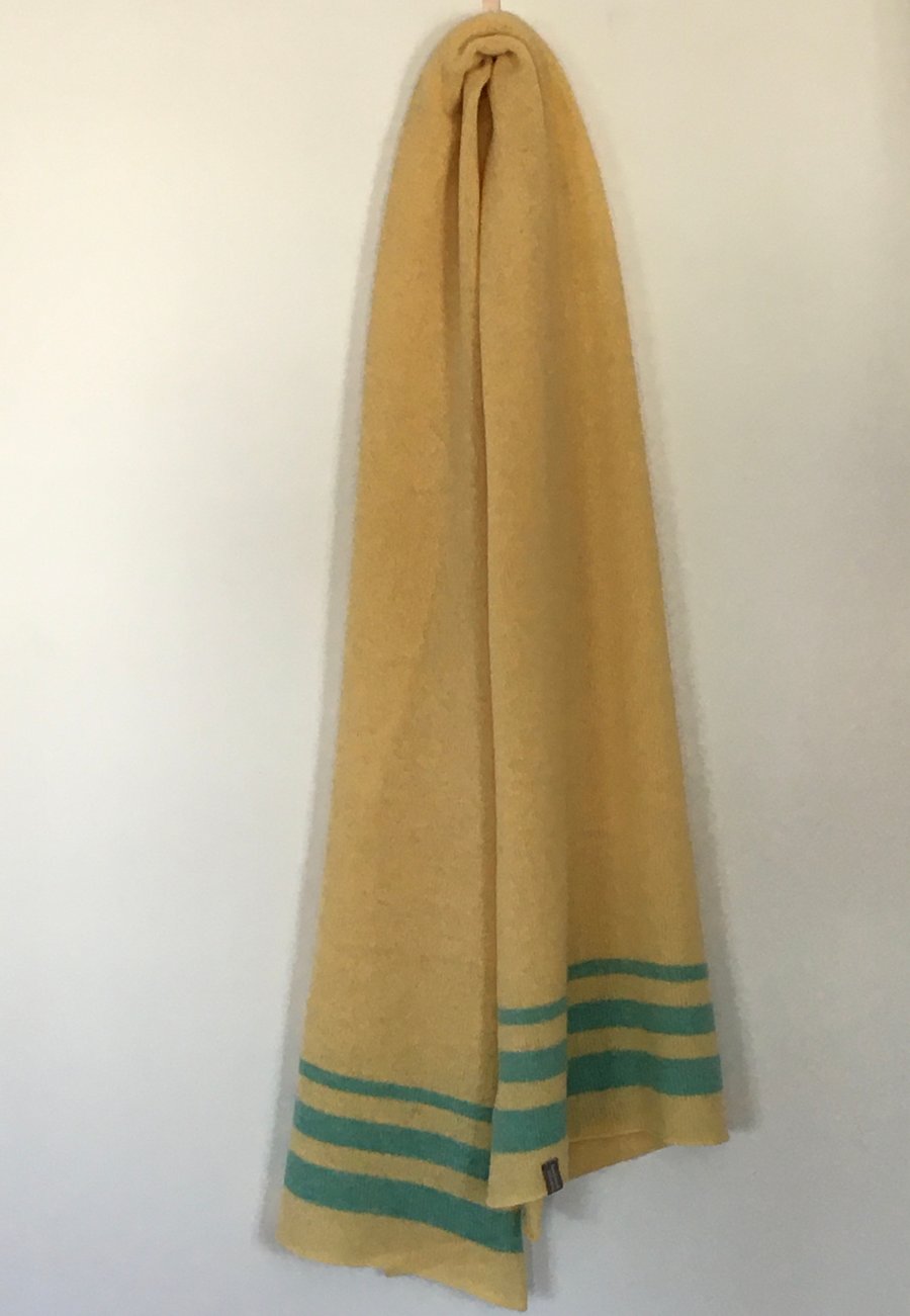 Merino Lambswool Scarf, Shawl or Wrap in Lemon Zest Yellow and Mint Green
