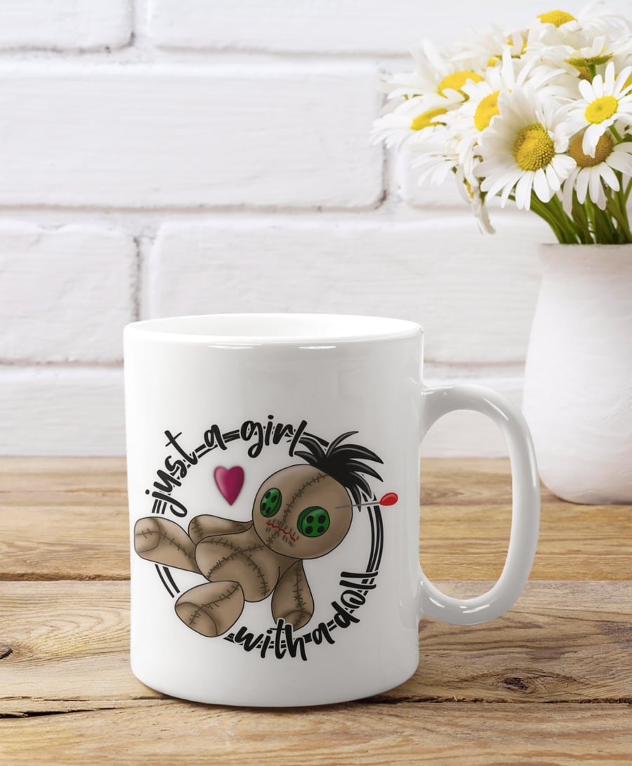 Just a girl with a doll - Voodoo mug - dark humour