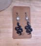 Celestial Snake Earrings, Gold or Silver, Handmade Polymer Clay Earrings  - Image 4