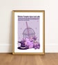 Spooky Pumpkin Spice Latte Art Print, Witch Decor, Halloween Kitchen Decor. - Image 1