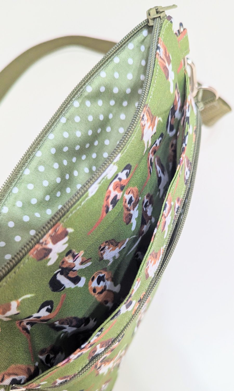 Dog walking bag made in Basset Hound dog Fabric