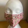 Lovely Pink Floral Cotton Face mask Reusable and washable  face covering.