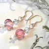 Rare Cut Pinky Peach Coated Topaz, Morganite & Apatite  Sterling Silver Earrings