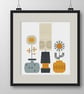 030 - Mid Century Vases Flowers and Lounge Lamp - Cross Stitch Pattern - Image 3