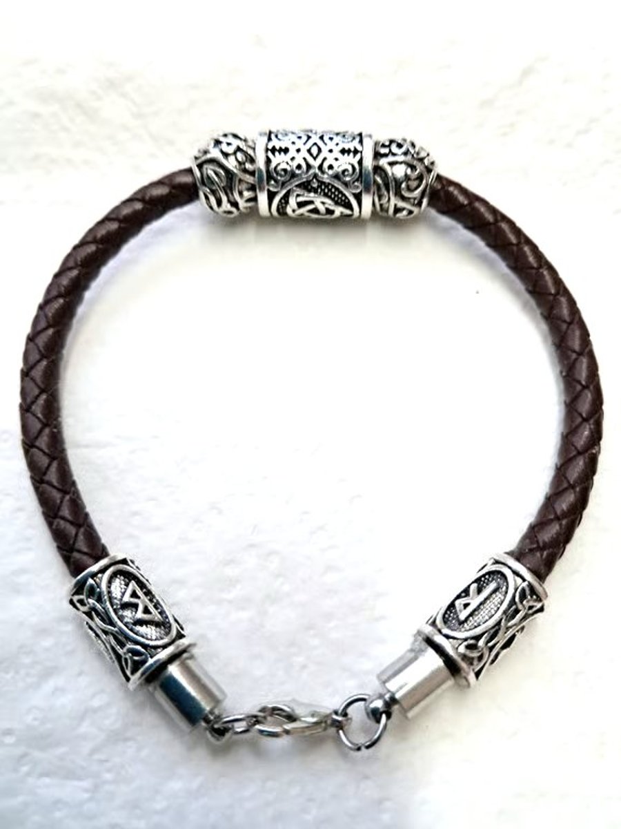 Viking Rune Leather Bracelet 