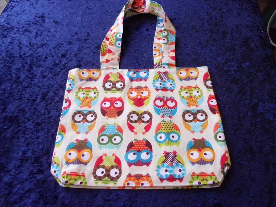 Colourful Owls Fabric Bag