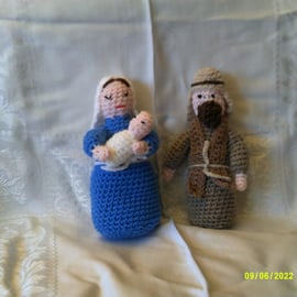 Crochet Nativity - Mary & Joseph with Baby Jesus