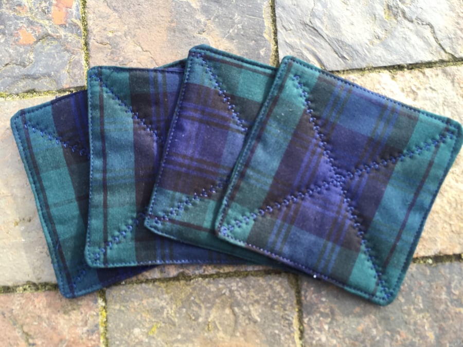 Blackwatch tartan quilted coasters (set of 4)