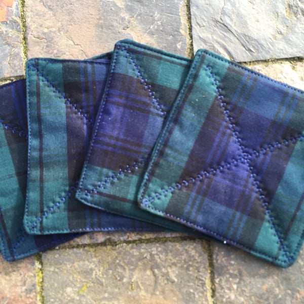 Blackwatch tartan quilted coasters (set of 4)