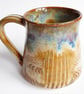 Mug Patterned Brown Blue Glazed  - Hand Thrown Stoneware Ceramic Mug  - Image 2