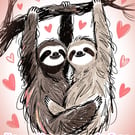 Sloths Valentine's Greeting Card A5